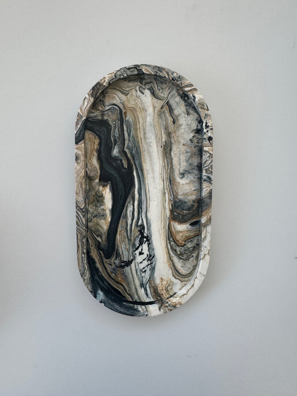 black + coade marbled oval tray